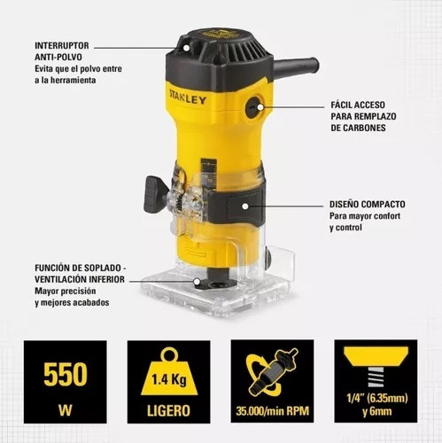 Fresadora de mano electrica Stanley 550 W ST55