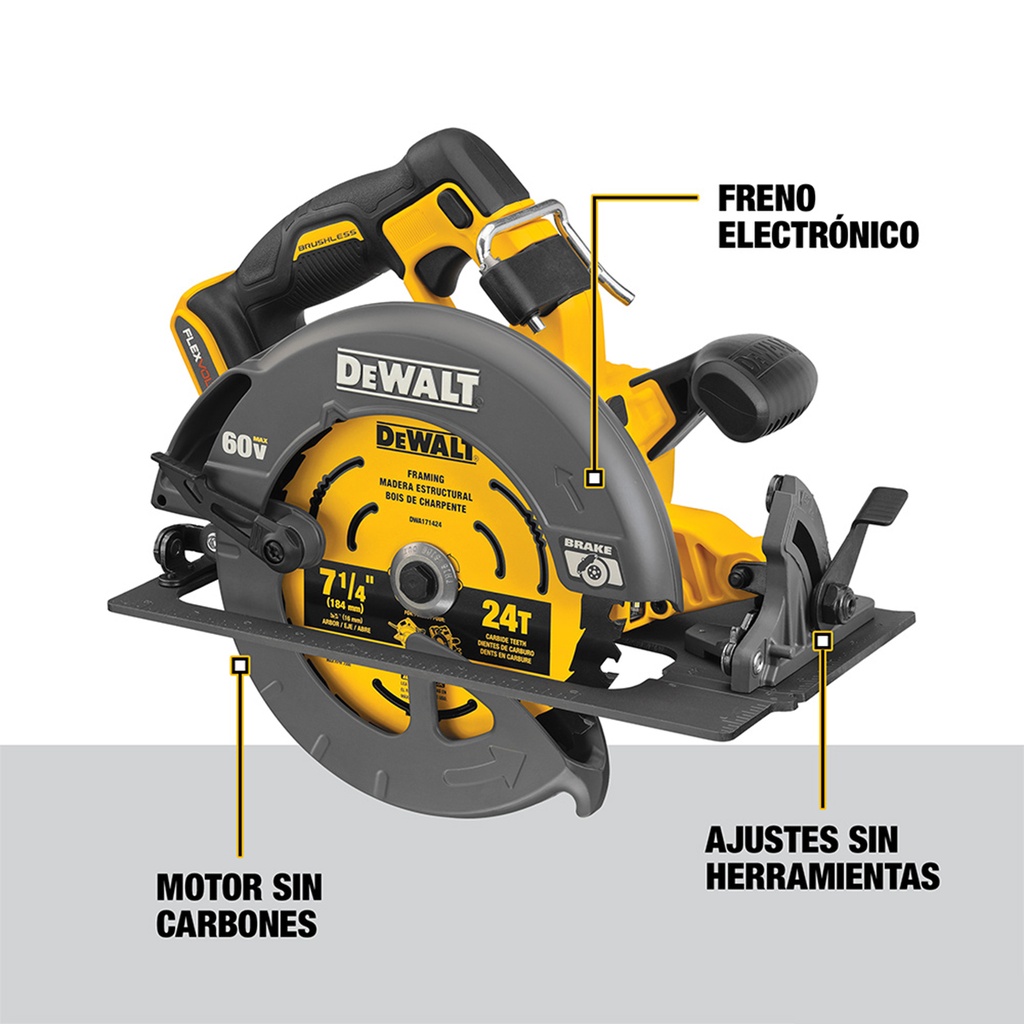 Sierra Circular 7 1/4  60V Dewalt DCS578B-B3