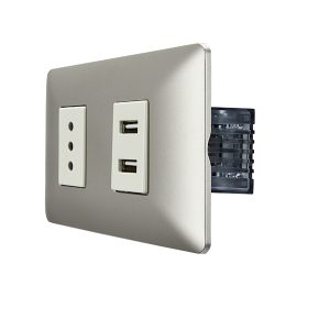 Enchufe Simple 10A 250V + Toma USB Stanford Champagne