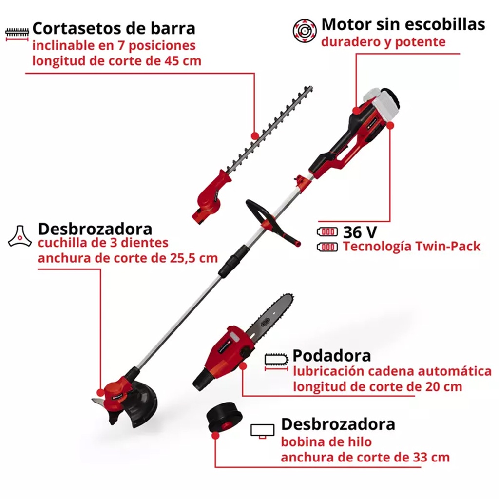 Podadora Multifuncional Einhell GE-LM 36/4in1 Li-Solo 3410901