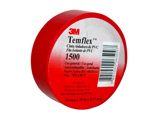 CINTA ELECTRICA 3M 1500 TEMFLEX ROJO 18MM X 10M