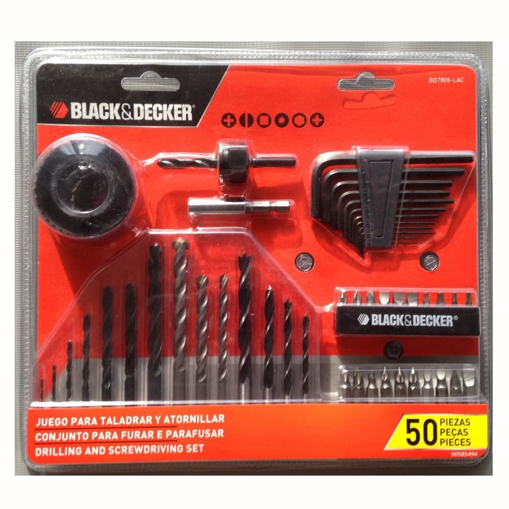 Set para Atornillar y Perforar Black and Decker 50 Piezas