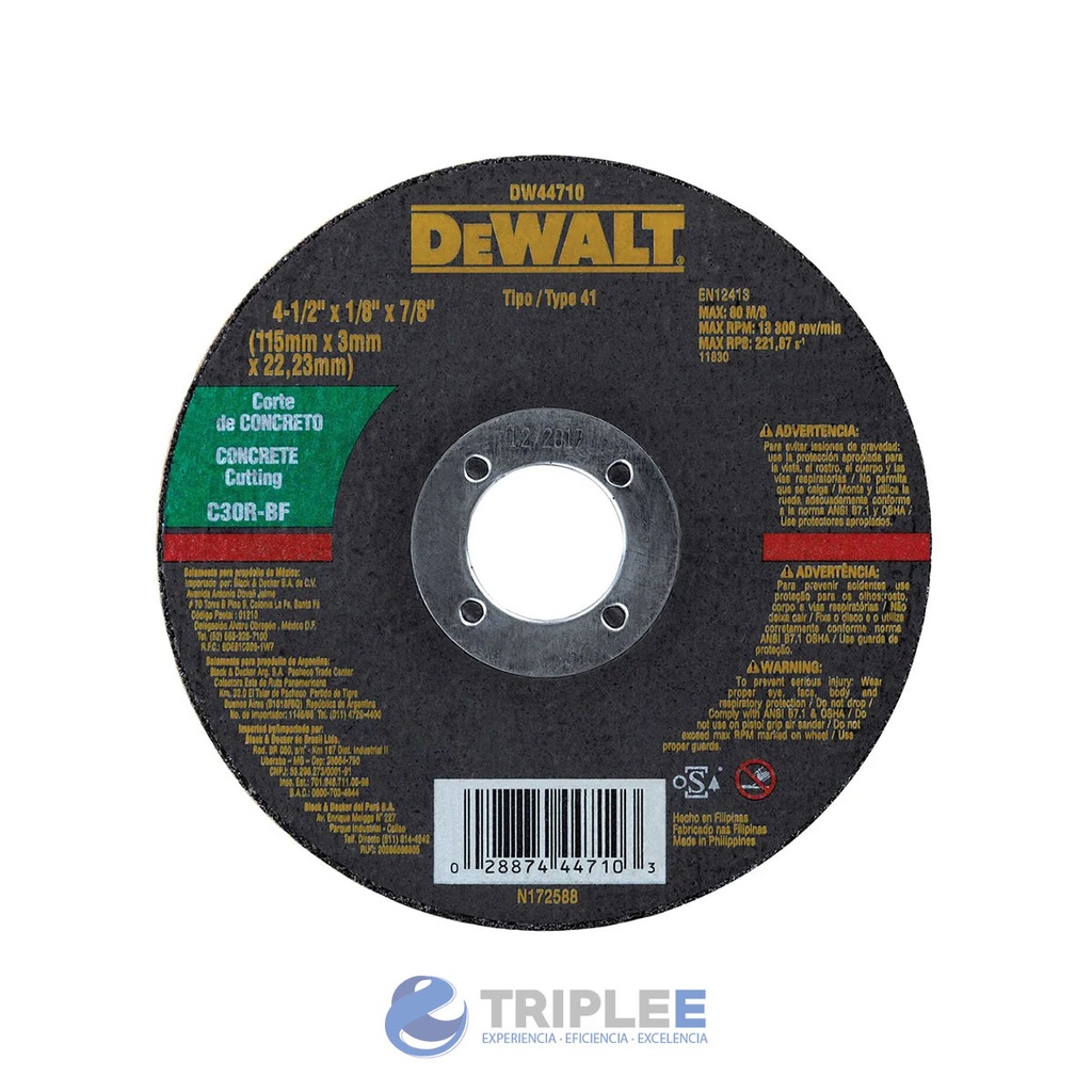 Disco corte piedra 4 1/2 Dewalt