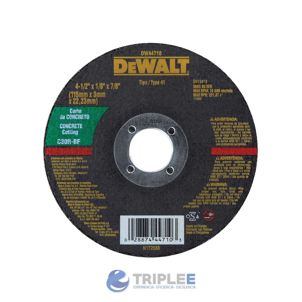 Disco corte piedra 4 1/2 dewalt