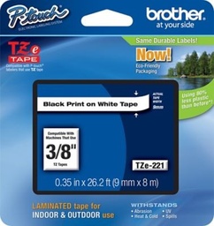[TZE221] Cinta rotuladora Brother negro sobre blanco 9 mm TZe221