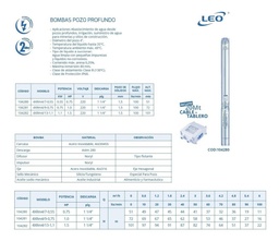 [104280] Bomba pozo profundo LEO 0.75hp