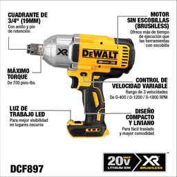 [DCF897B-B3] LLAVE DE IMPACTO 20V 3/4 dewalt DCF897B-B3