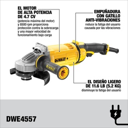 [DWE4557-B2C] Esmeril Angular Eléctrico de 7" (180mm) 2400W DeWalt